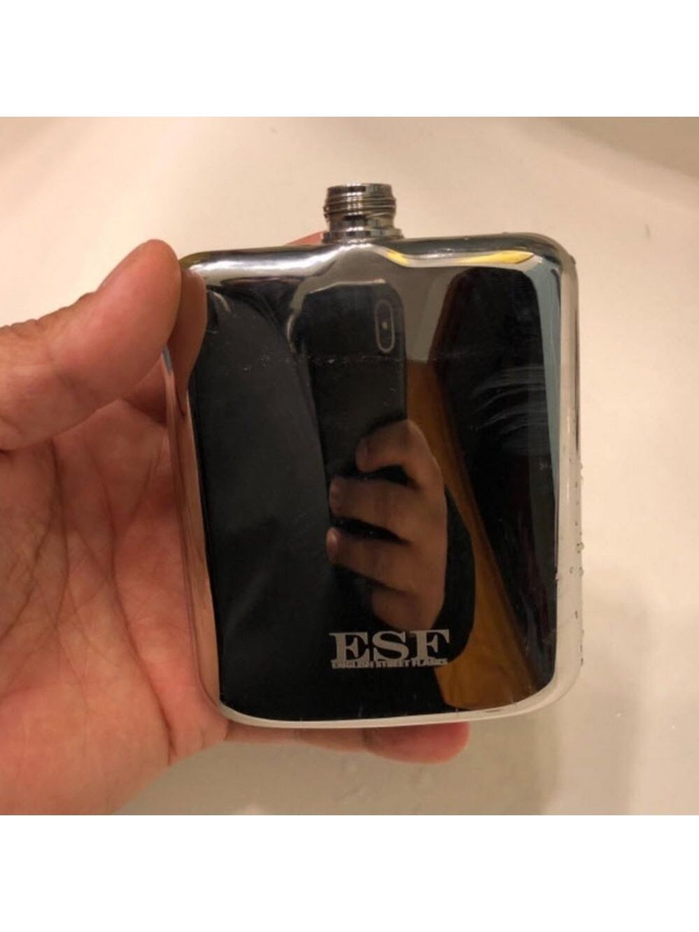 Stainless Steel 6oz Flask in vegan Leather Holster - Picture 7 of 8